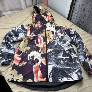 Valeza Rain Jacket Mens S Multicolor Anime Streetwear Japanese Style Full Zip